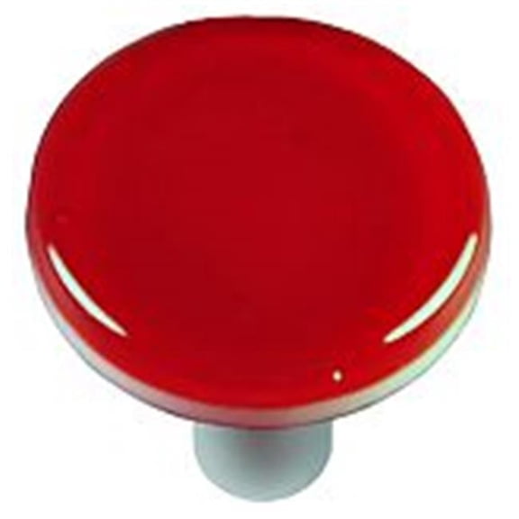 Hot Knobs HK1004-KRA Red Round Glass Cabinet Knob - Aluminum Post