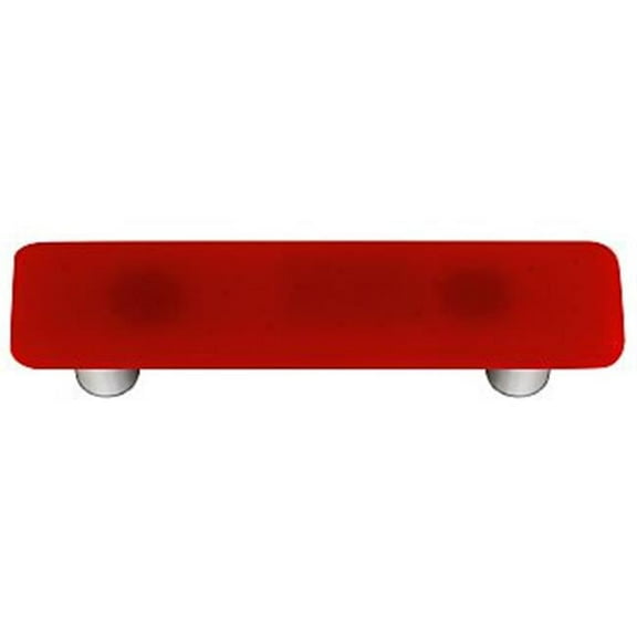 Hot Knobs HK1004-PA Red Rectangle Glass Cabinet Pull - Aluminum Post