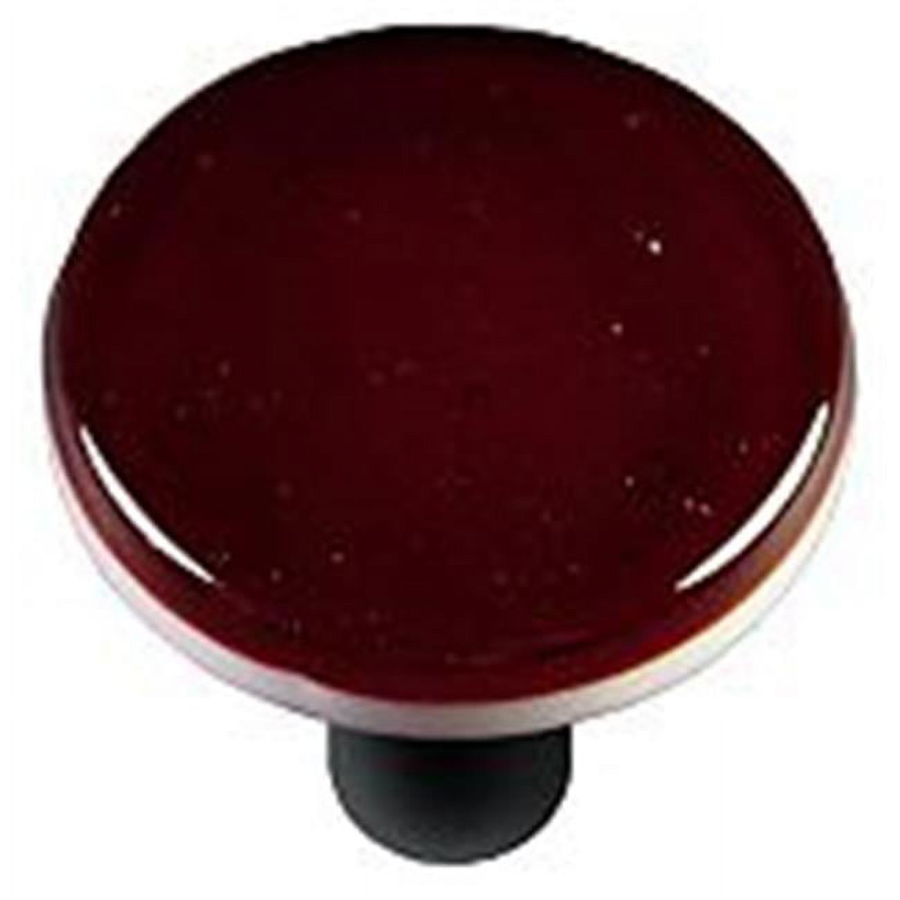 Hot Knobs HK1005KRB Red Round Glass Knob Black Post