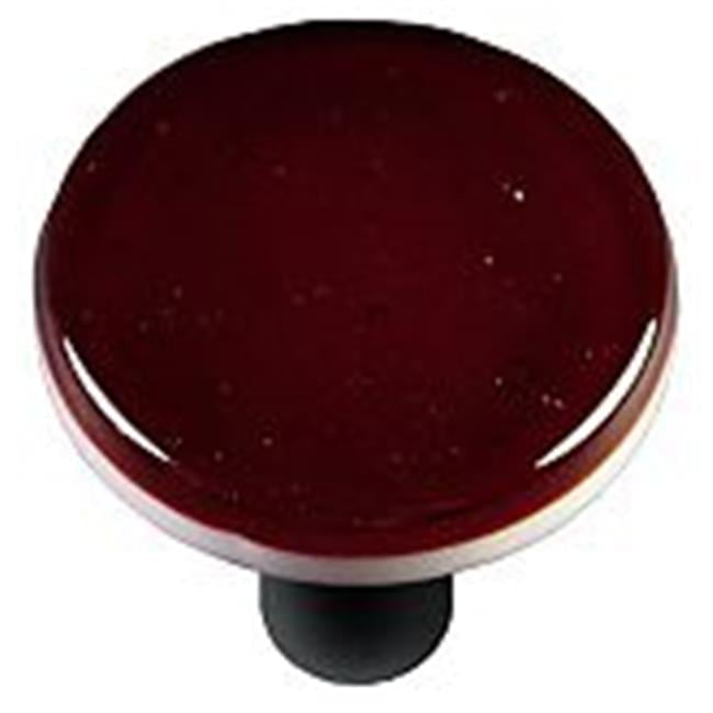 Hot Knobs HK1005-KRB Garnet Red Round Glass Cabinet Knob - Black Post