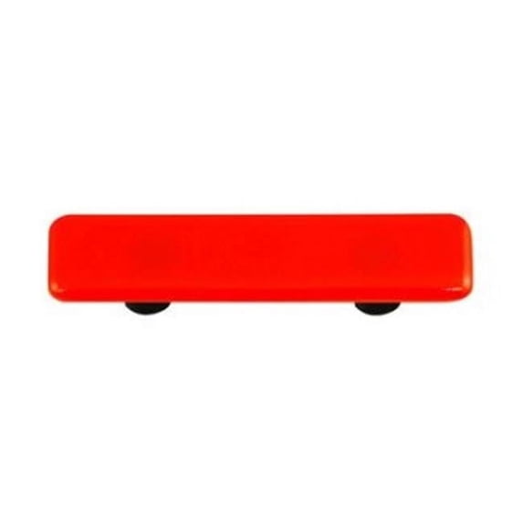 Hot Knobs HK1007-PA Transparent Orange Rectangle Glass Cabinet Pull - Aluminum Post