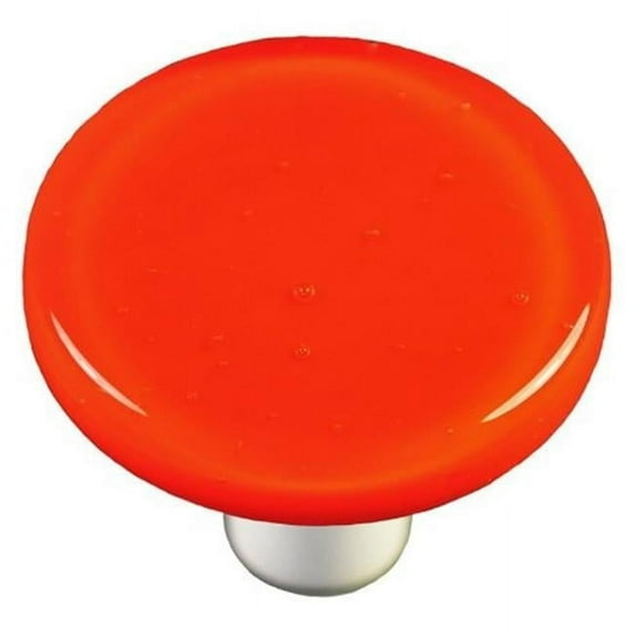 Hot Knobs HK1008-KRA Opal Orange Round Glass Cabinet Knob - Aluminum Post