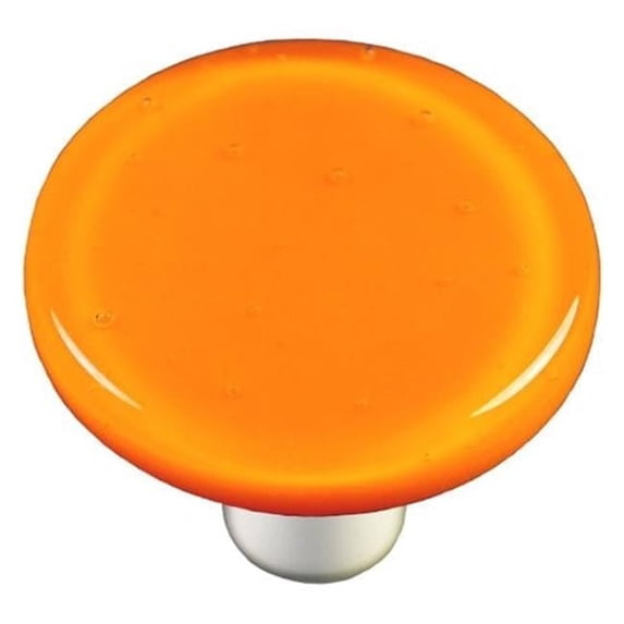Hot Knobs HK1009-KRB Pumpkin Orange Round Glass Cabinet Knob - Black Post