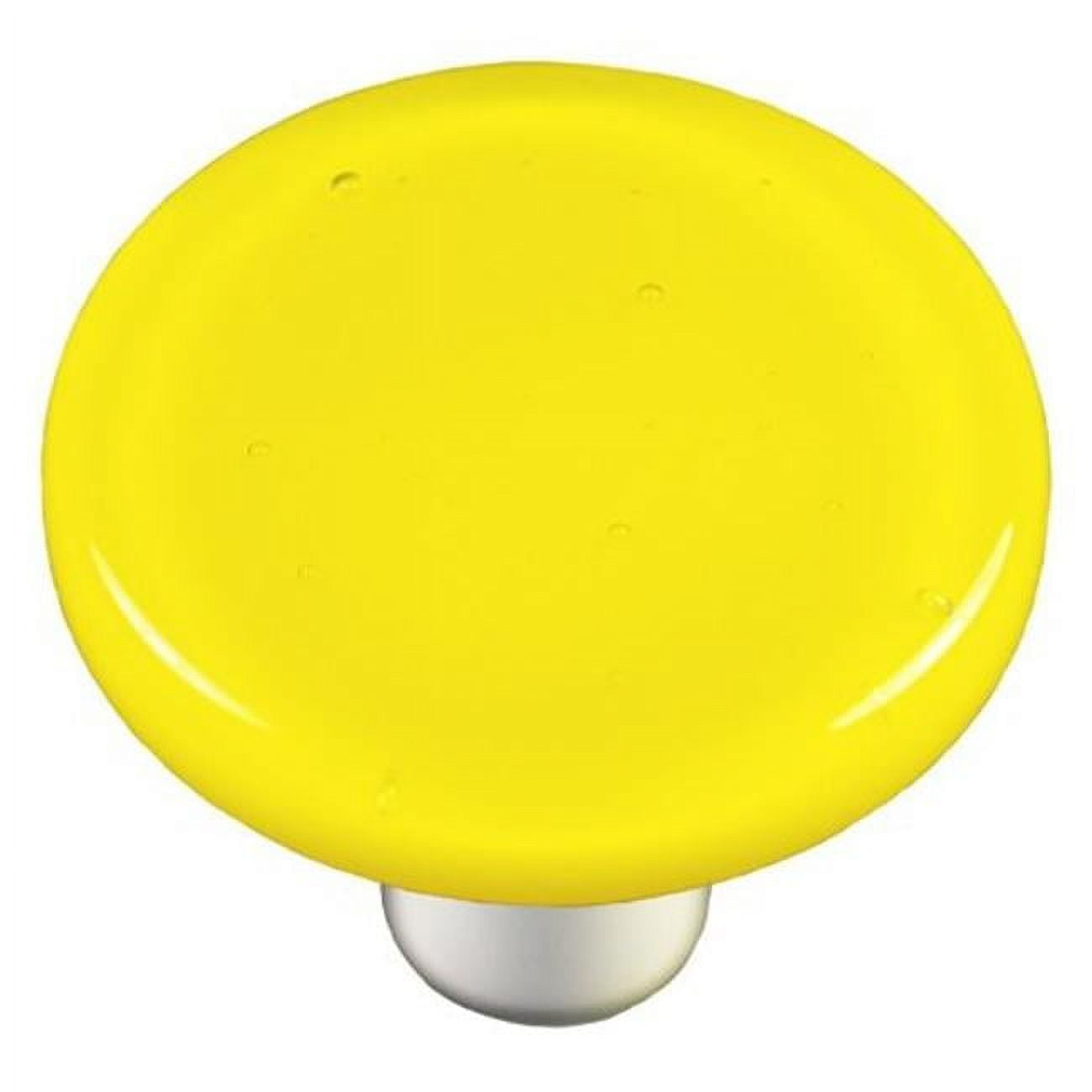 Hot Knobs HK1010KRA Canary Yellow Round Glass Knob Aluminum
