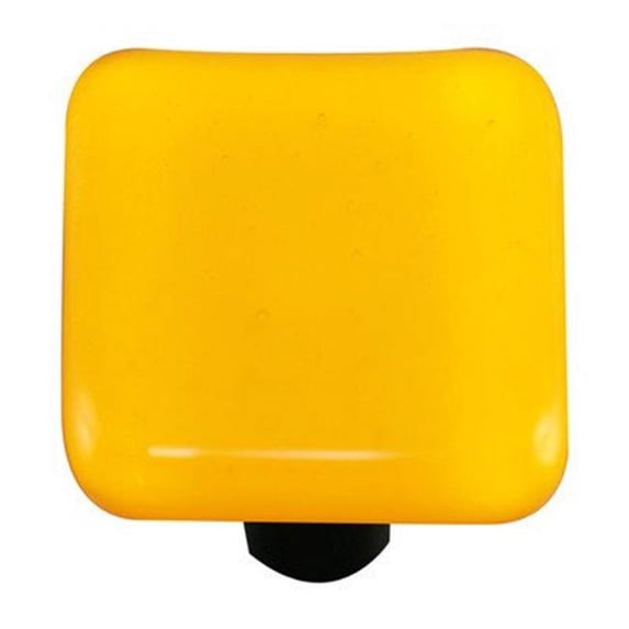 Hot Knobs HK1011-KB Yellow Square Glass Cabinet Knob - Black Post