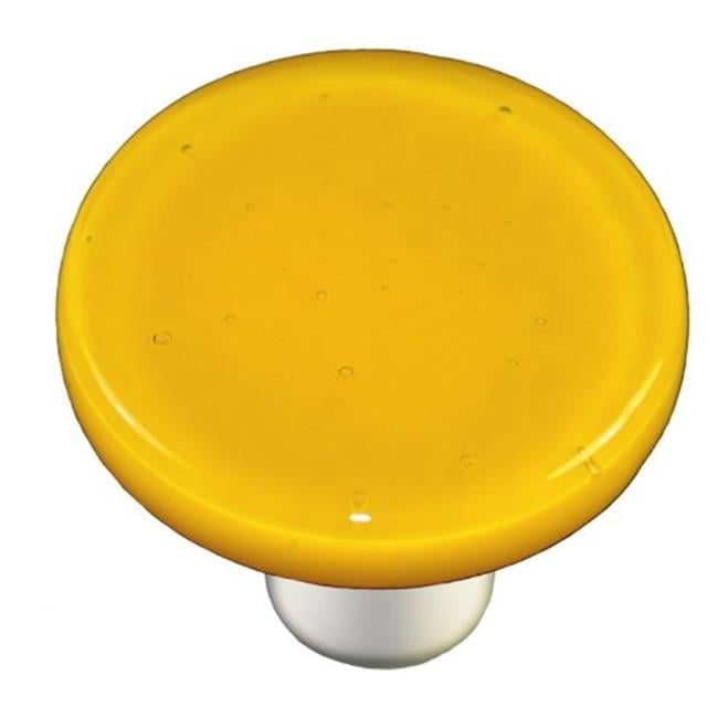 Hot Knobs HK1012-KRB Sunflower Yellow Round Glass Cabinet Knob - Black Post
