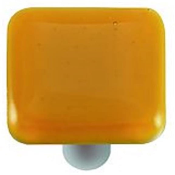 Hot Knobs HK1013-KA Medium Amber Square Glass Cabinet Knob - Aluminum Post