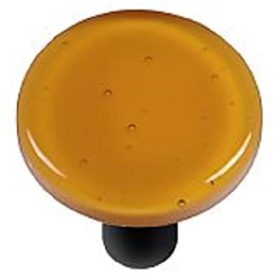 Hot Knobs HK1013-KRB Medium Amber Round Glass Cabinet Knob - Black Post