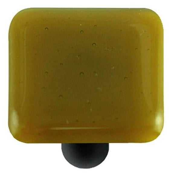 Hot Knobs HK1014-KB Chartreuse Square Glass Cabinet Knob - Black Post