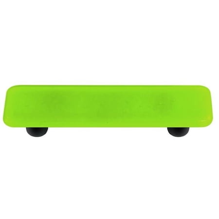 Hot Knobs HK1017-PB Spring Green Rectangle Glass Cabinet Pull - Black Post