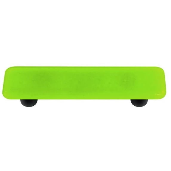 Hot Knobs HK1017-PB Spring Green Rectangle Glass Cabinet Pull - Black Post