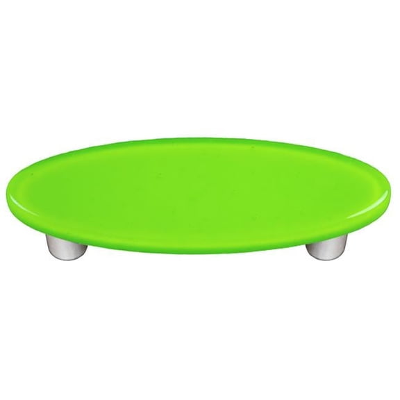 Hot Knobs HK1017-POA Spring Green Oval Glass Cabinet Pull - Aluminum Post