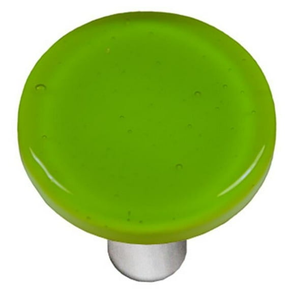 Hot Knobs HK1018-KRA Transparent Spring Green Round Glass Cabinet Knob - Aluminum Post