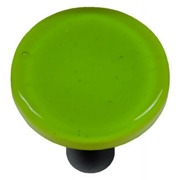 Hot Knobs HK1018-KRB Transparent Spring Green Round Glass Cabinet Knob - Black Post