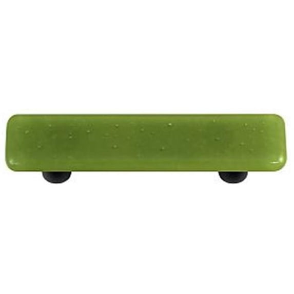 Hot Knobs HK1019-PB Olive Green Rectangle Glass Cabinet Pull - Black Post