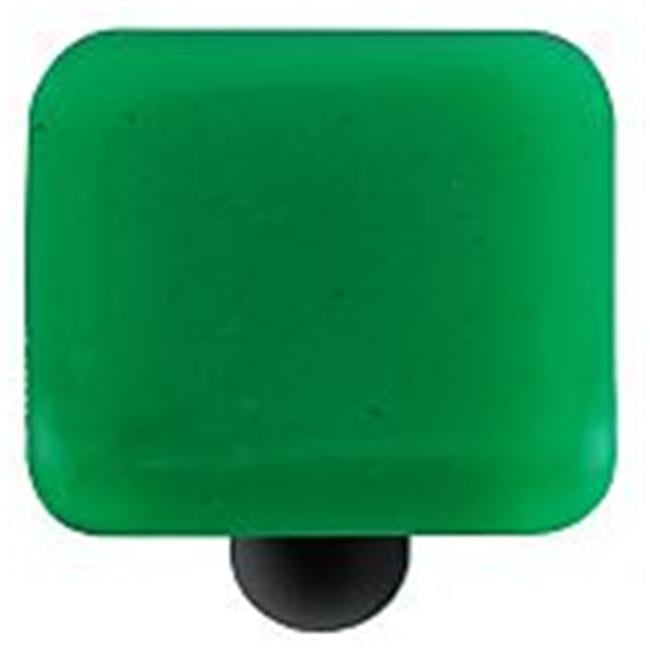 Hot Knobs HK1021-KB Emerald Green Square Glass Cabinet Knob - Black Post