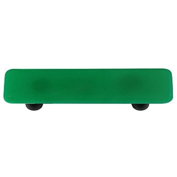 Hot Knobs HK1021-PB Emerald Green Rectangle Glass Cabinet Pull - Black Post