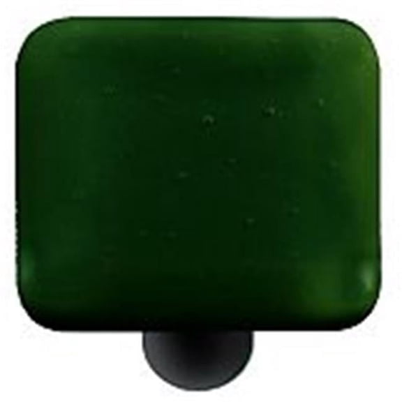 Hot Knobs HK1023-KB Kelly Green Square Glass Cabinet Knob - Black Post