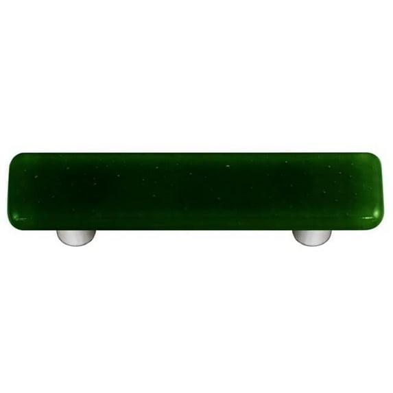 Hot Knobs HK1023-PA Kelly Green Rectangle Glass Cabinet Pull - Aluminum Post