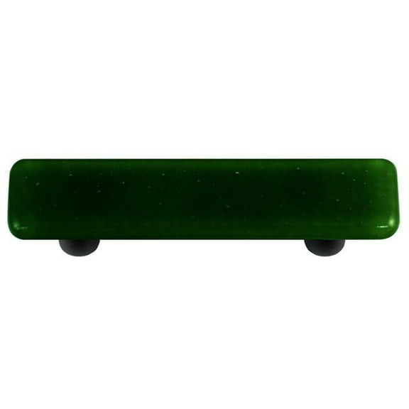 Hot Knobs HK1023-PB Kelly Green Rectangle Glass Cabinet Pull - Black Post