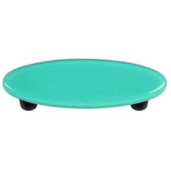 Hot Knobs HK1026-POB Light Aqua Blue Oval Glass Cabinet Pull - Black Post