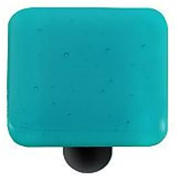Hot Knobs HK1027-KB Turquoise Blue Square Glass Cabinet Knob - Black Post