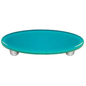 Hot Knobs HK1027-POA Turquoise Blue Oval Glass Cabinet Pull - Aluminum Post