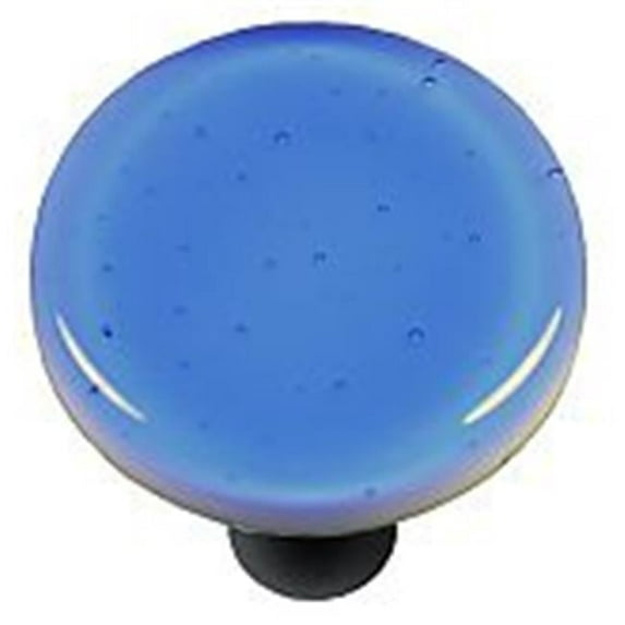 Hot Knobs HK1028-KRB Light Sky Blue Round Glass Cabinet Knob - Black Post