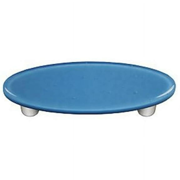 Hot Knobs HK1029-POA Egyptian Blue Oval Glass Cabinet Pull - Aluminum Post