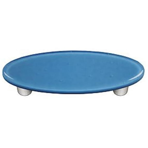 Hot Knobs HK1029-POA Egyptian Blue Oval Glass Cabinet Pull - Aluminum Post