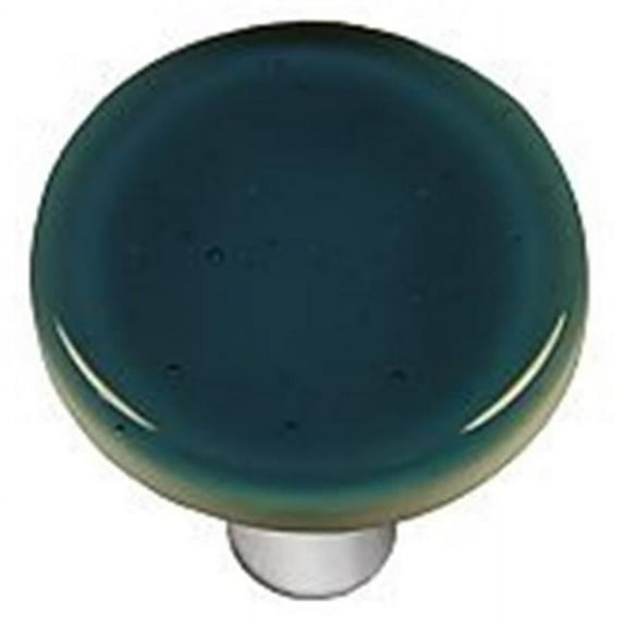 Hot Knobs HK1032-KRA Steel Blue Round Glass Cabinet Knob - Aluminum Post
