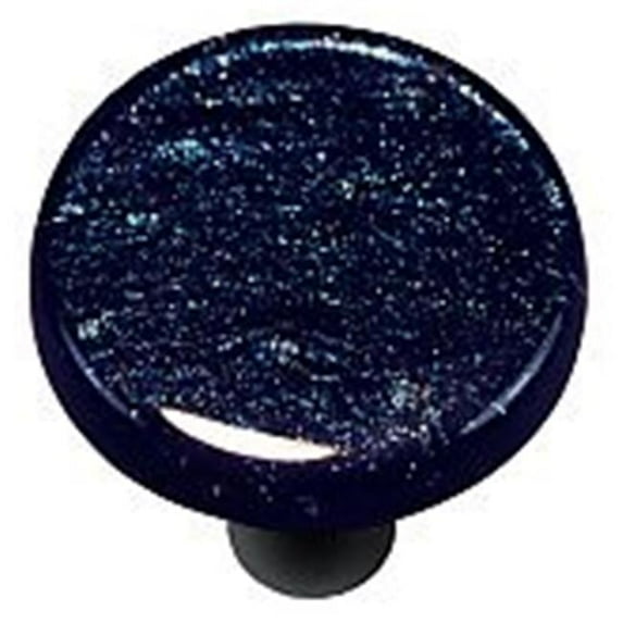 Hot Knobs HK1033-KRB Dark Metallic Blue Round Glass Cabinet Knob - Black Post