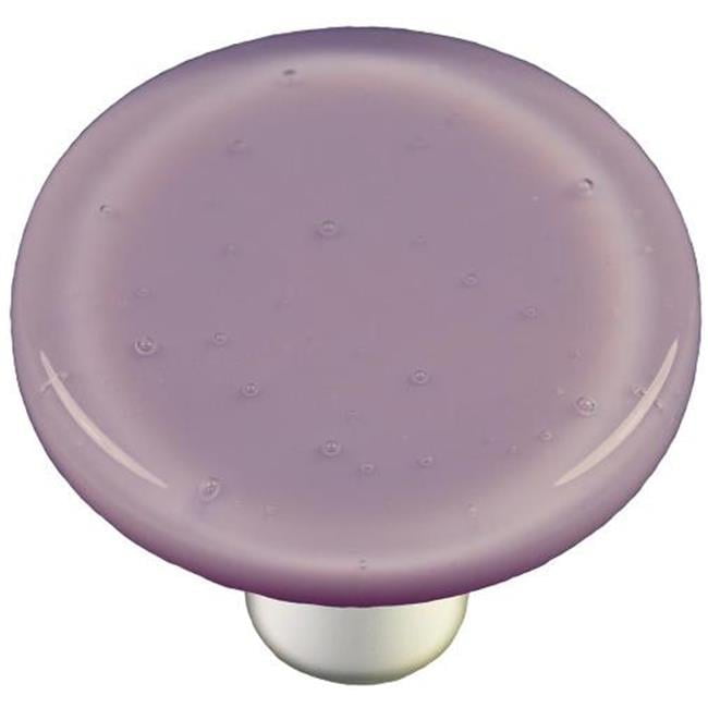 Dusty Lilac Round Glass Cabinet Knob with Aluminum Post