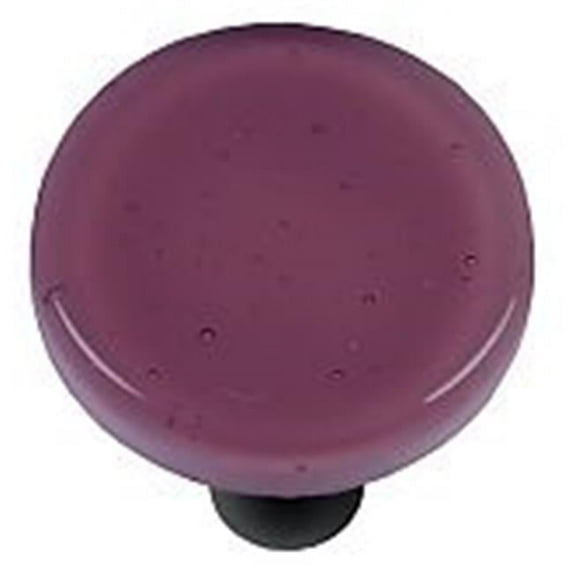 Hot Knobs HK1037-KRB Light Plum Round Glass Cabinet Knob - Black Post