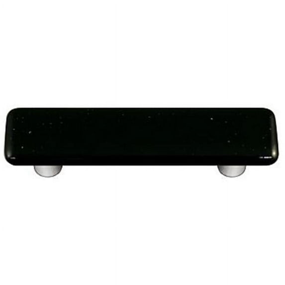 Hot Knobs HK1043-PA Black Rectangle Glass Cabinet Pull - Aluminum Post