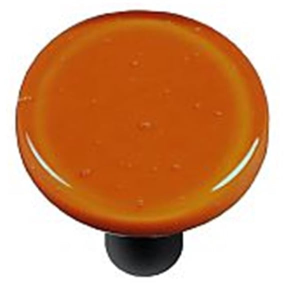 Hot Knobs HK1044-KRB Burnt Orange Round Glass Cabinet Knob - Black Post