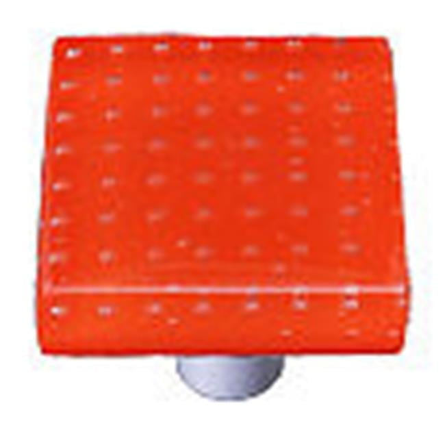 Hot Knobs HK1202-KB Bubbles Orange Square Glass Cabinet Knob - Black Post