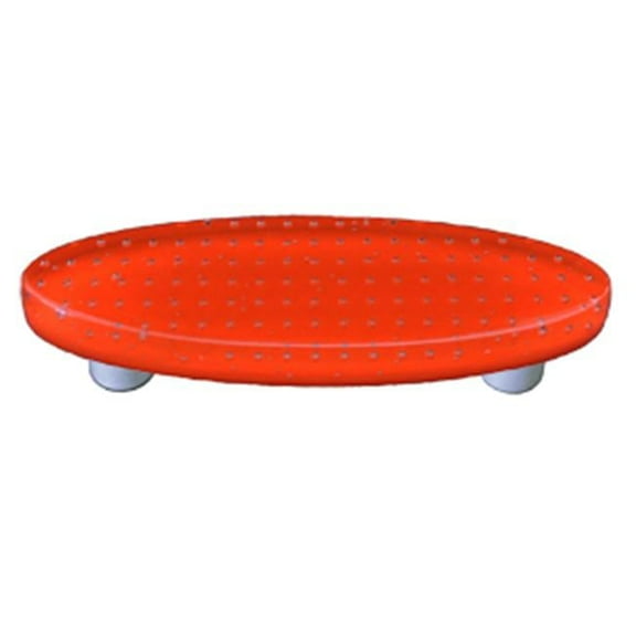 Hot Knobs HK1202-POB Bubbles Orange Oval Glass Cabinet Pull - Black Post