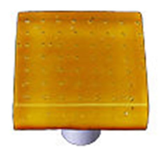 Hot Knobs HK1203-KB Bubbles Pumpkin Orange Square Glass Cabinet Knob - Black Post