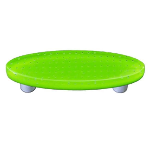 Hot Knobs HK1205-POA Bubbles Spring Green Oval Glass Cabinet Pull - Aluminum Post
