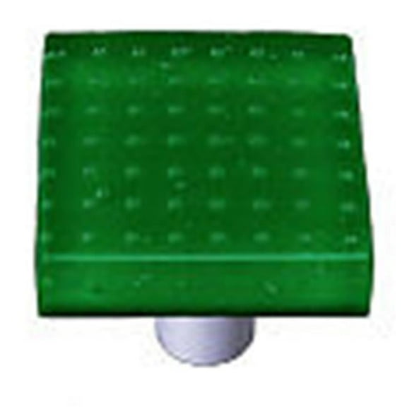 Hot Knobs HK1206-KB Bubbles Dark Forest Green Square Glass Cabinet Knob - Black Post
