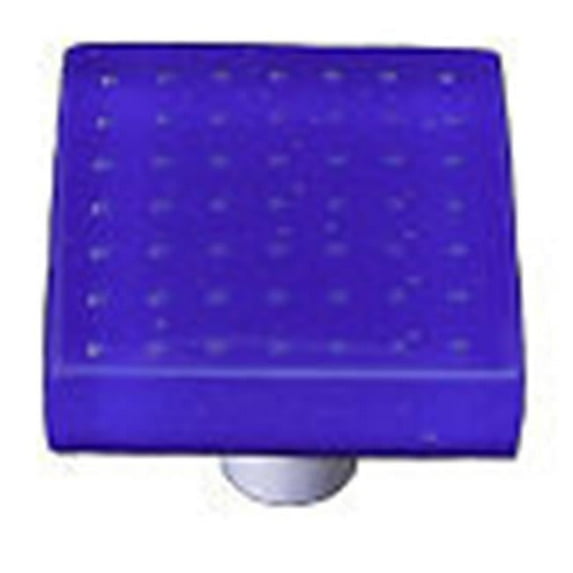 Hot Knobs HK1209-KA Bubbles Deep Cobalt Blue Square Glass Cabinet Knob - Aluminum Post