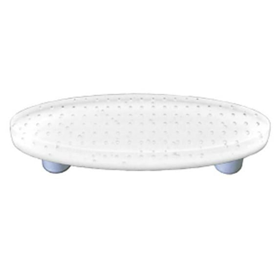 Hot Knobs HK1211-POA Bubbles White Oval Glass Cabinet Pull - Aluminum Post
