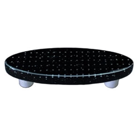 Hot Knobs HK1213-POB Bubbles Black Oval Glass Cabinet Pull - Black Post