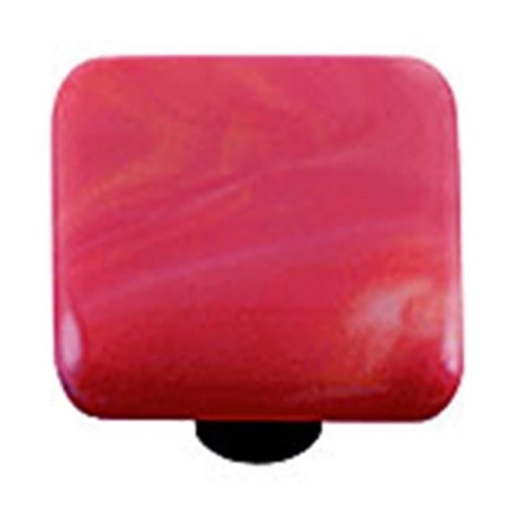 Hot Knobs HK2002-KA Swirl Red White Square Glass Cabinet Knob - Aluminum Post