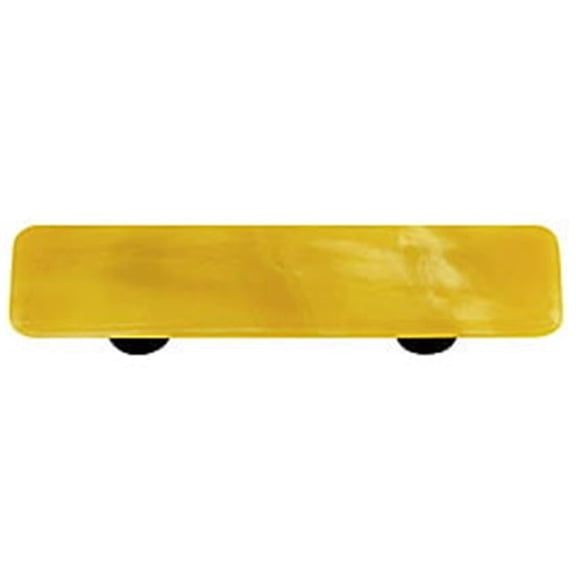 Hot Knobs HK2003-PB Swirl Amber Rectangle Glass Cabinet Pull - Black Post