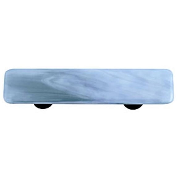 Hot Knobs HK2006-PA Swirl Powder Blue Rectangle Glass Cabinet Pull - Aluminum Post