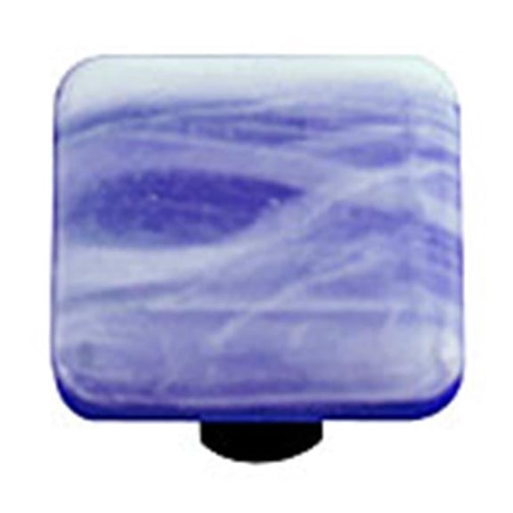 Hot Knobs HK2060-KB White Swirl Cobalt Blue Square Glass Cabinet Knob - Black Post