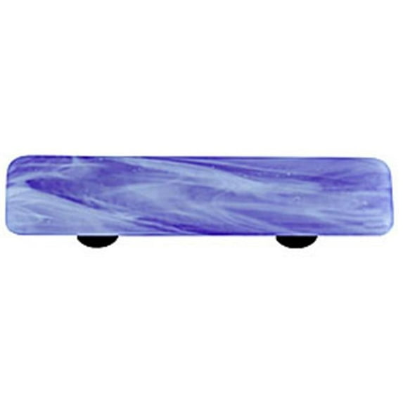 Hot Knobs HK2060-PB White Swirl Cobalt Blue Rectangle Glass Cabinet Pull - Black Post