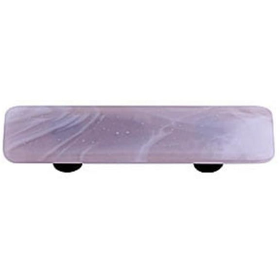 Hot Knobs HK2061-PB White Swirl Dusty Lilac Rectangle Glass Cabinet Pull - Black Post